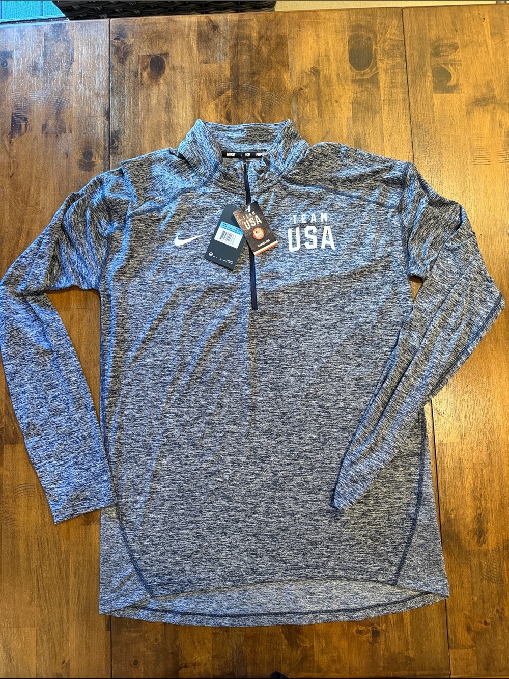 Nike Gray Team USA Heathered Quarter-Zip Pullover